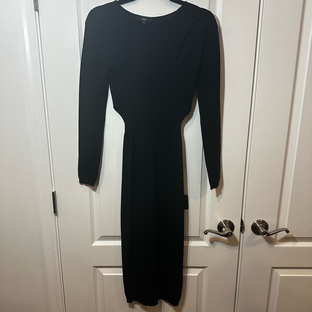 Lulu's Black Long Sleeve Sheath Dress with Cutout Details - Picture 15 of 16